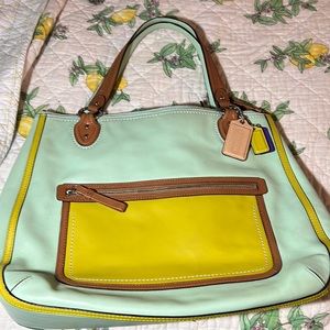 RARE Coach Hallie Colorblock Leather handbag gently used
